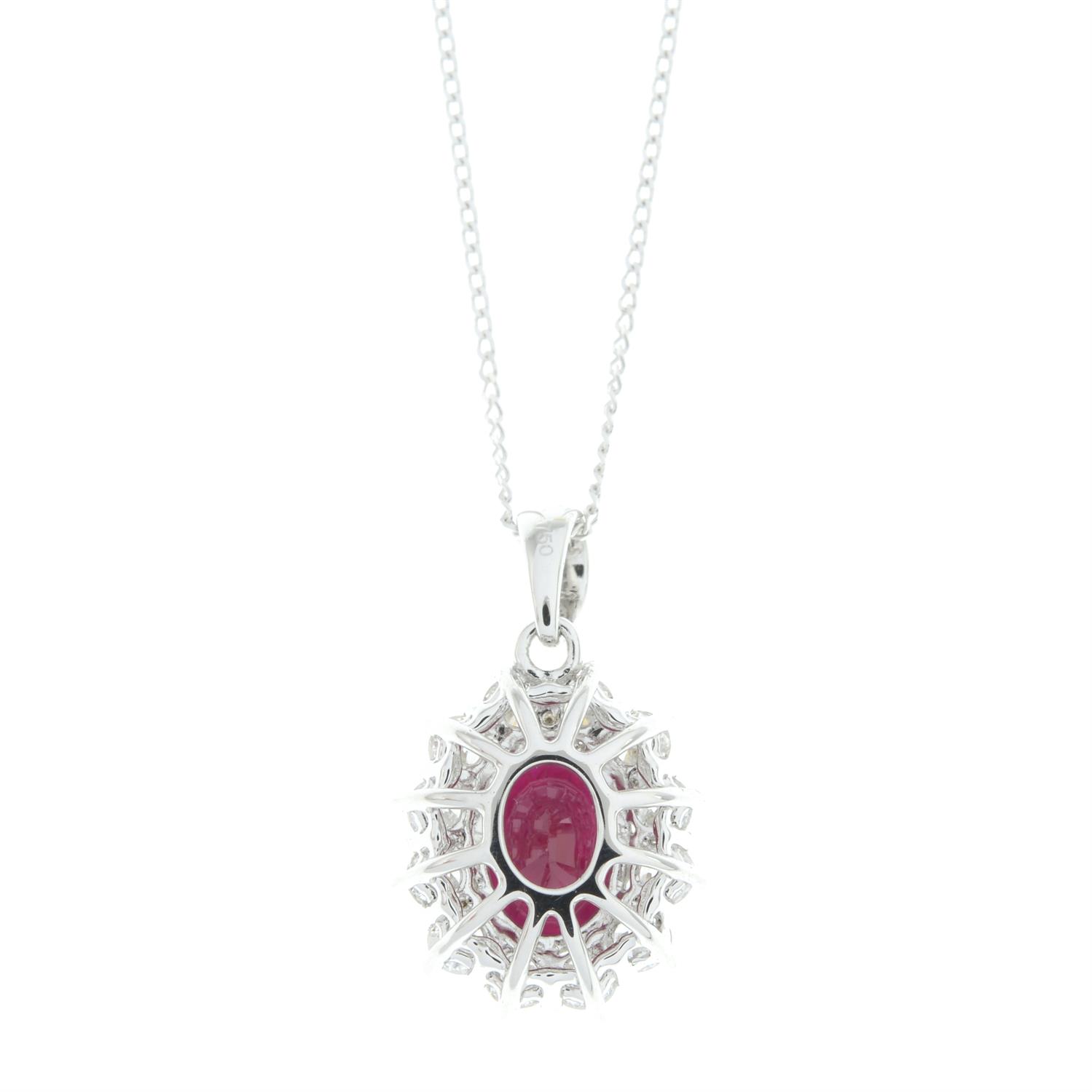 18ct gold ruby and diamond pendant, with chain - Image 3 of 5