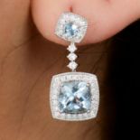 18ct gold aquamarine and diamond earrings