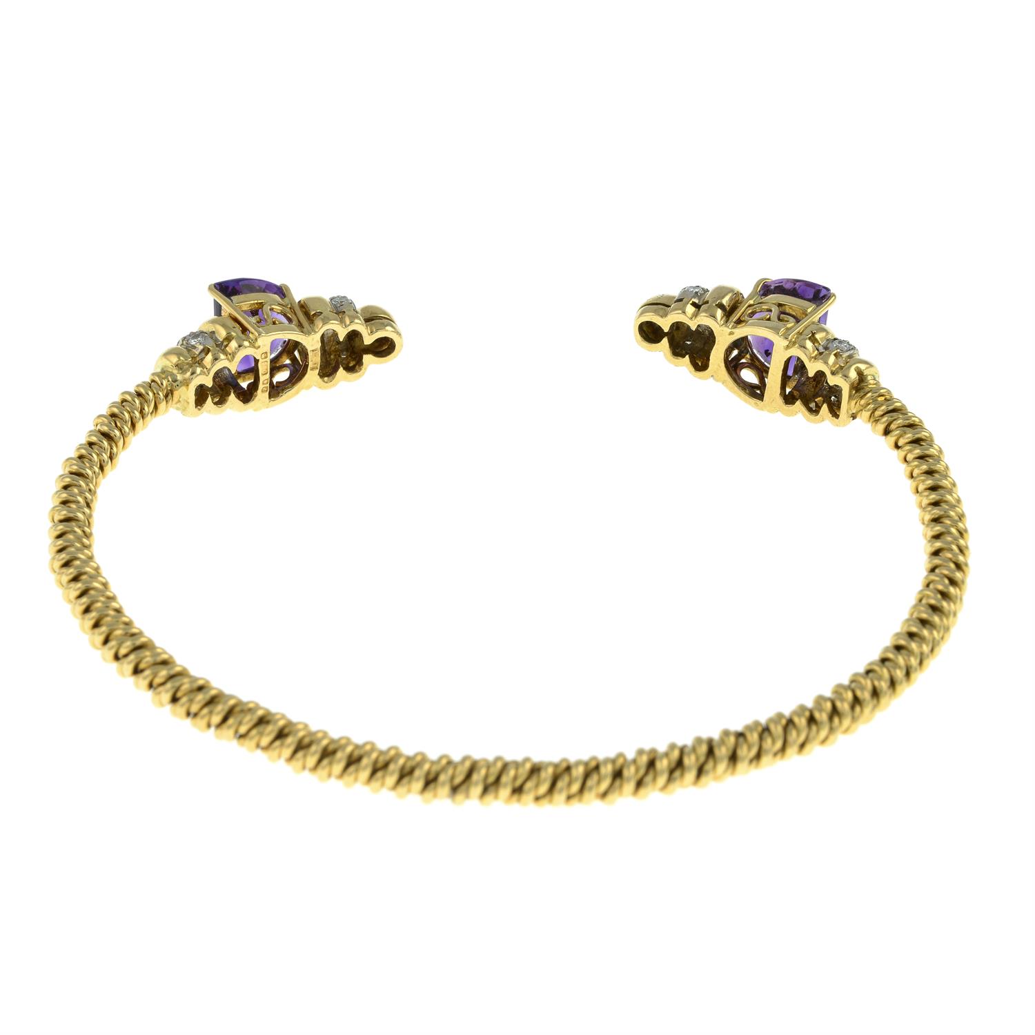 18ct gold amethyst and diamond bangle - Bild 4 aus 6