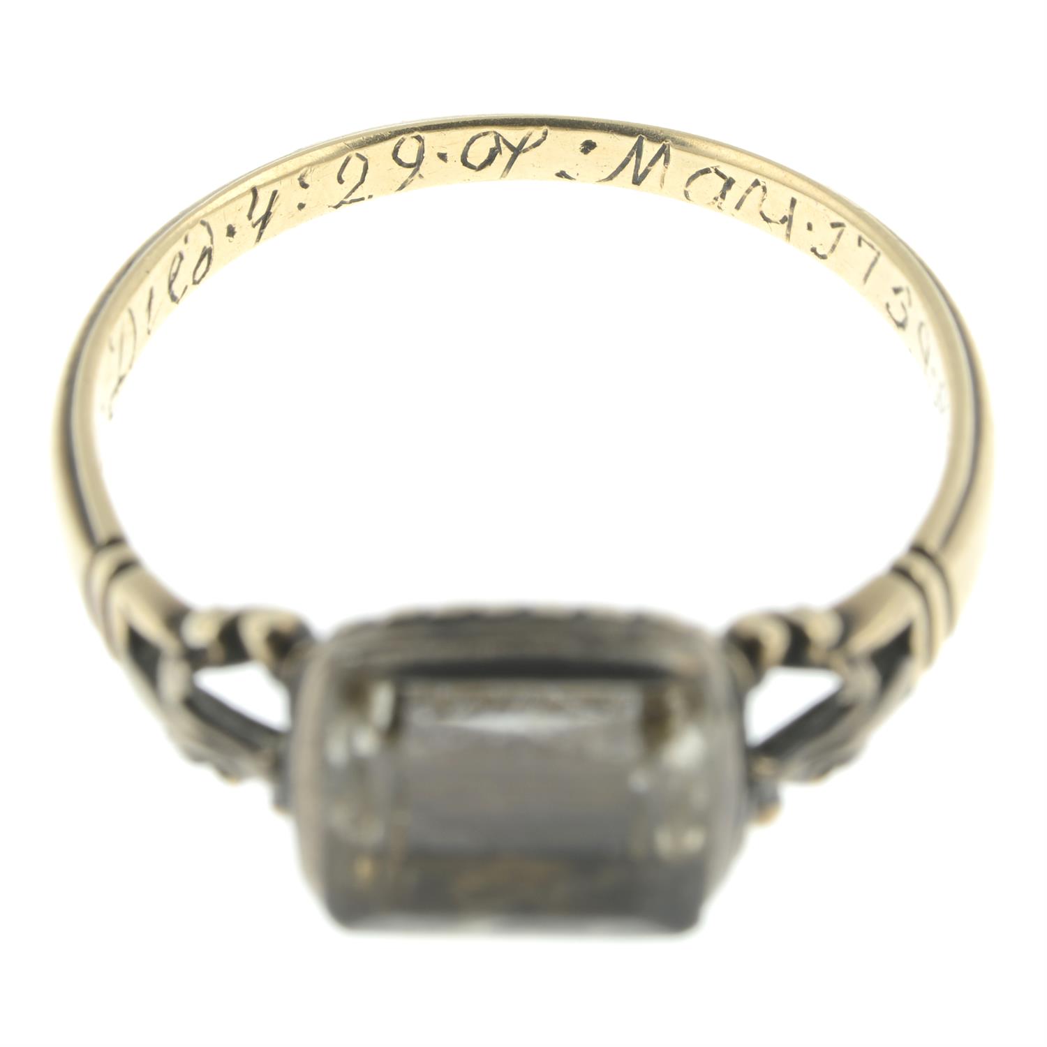 Georgian silver and gold rock crystal mourning ring - Image 5 of 7