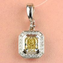 'yellow' diamond and diamond pendant