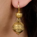 19th century gold cannetille earrings