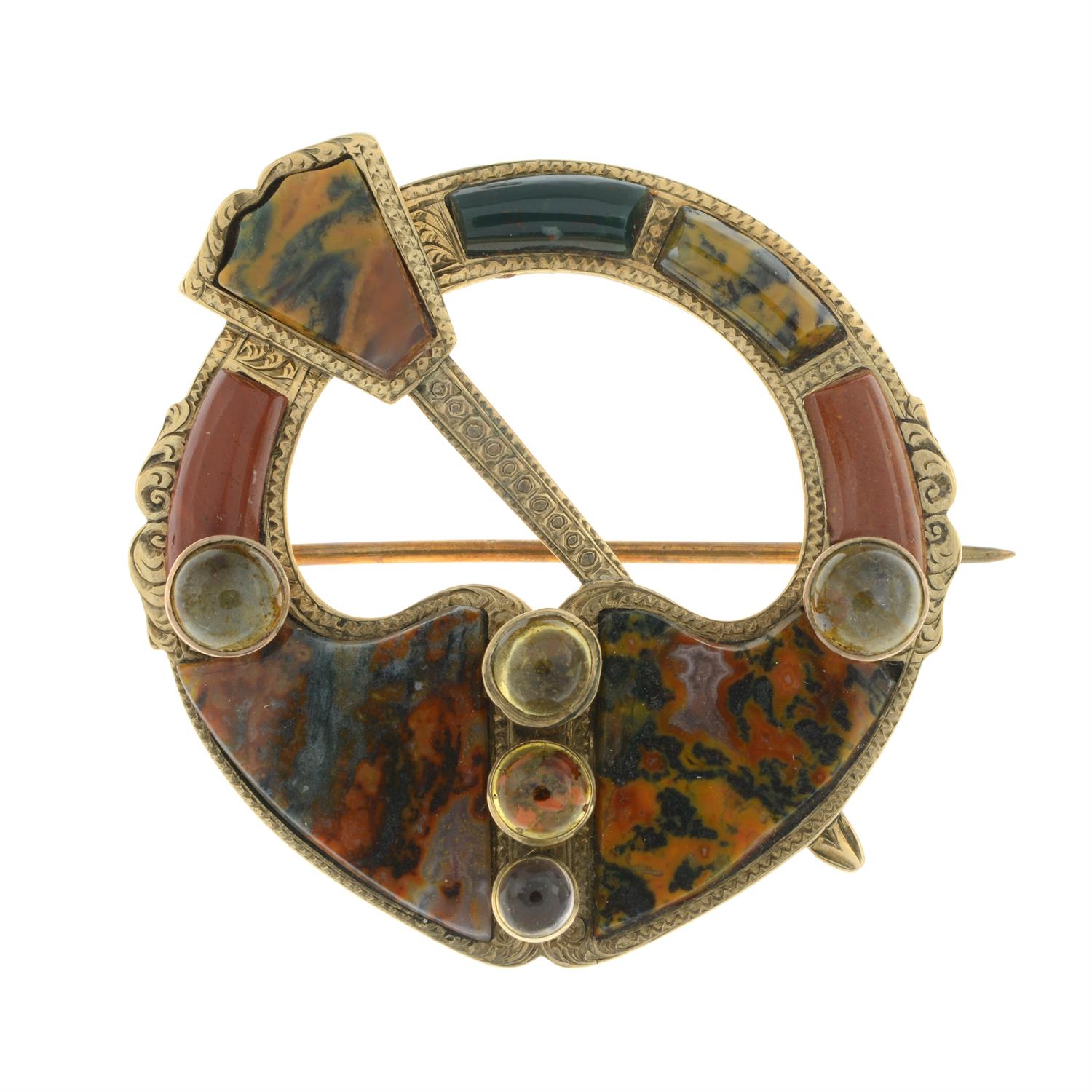 Victorian Scottish 9ct gold citrine and agate brooch - Image 2 of 5