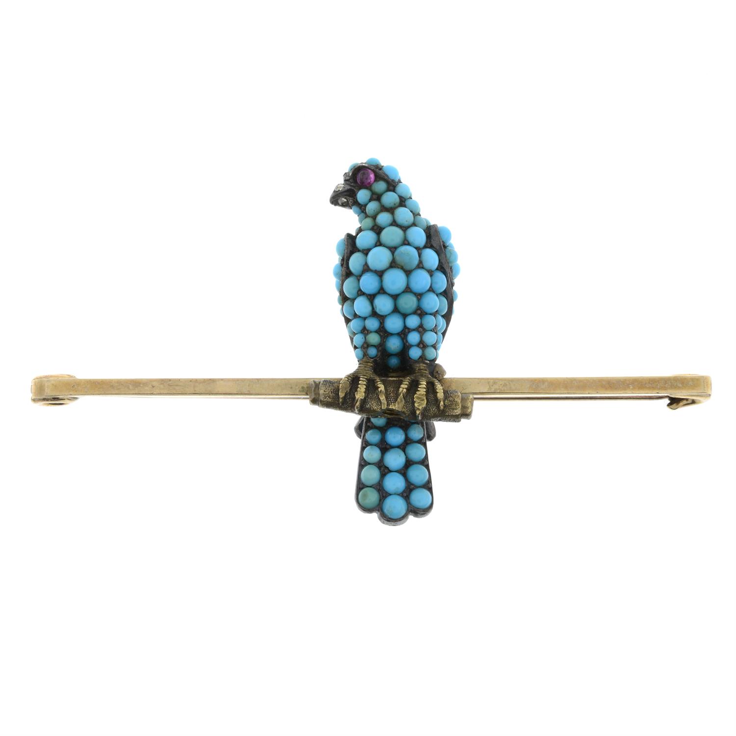 Victorian turquoise and gem hawk stickpin conversion - Image 2 of 4