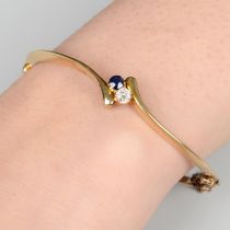 Early 20th century 15ct gold sapphire and diamond bangle