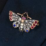 Victorian diamond and gem butterfly brooch