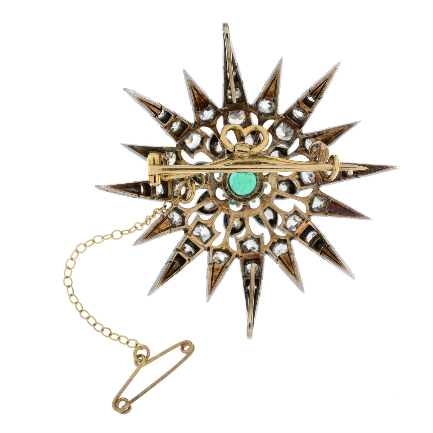 Victorian emerald and diamond star brooch - Image 3 of 5