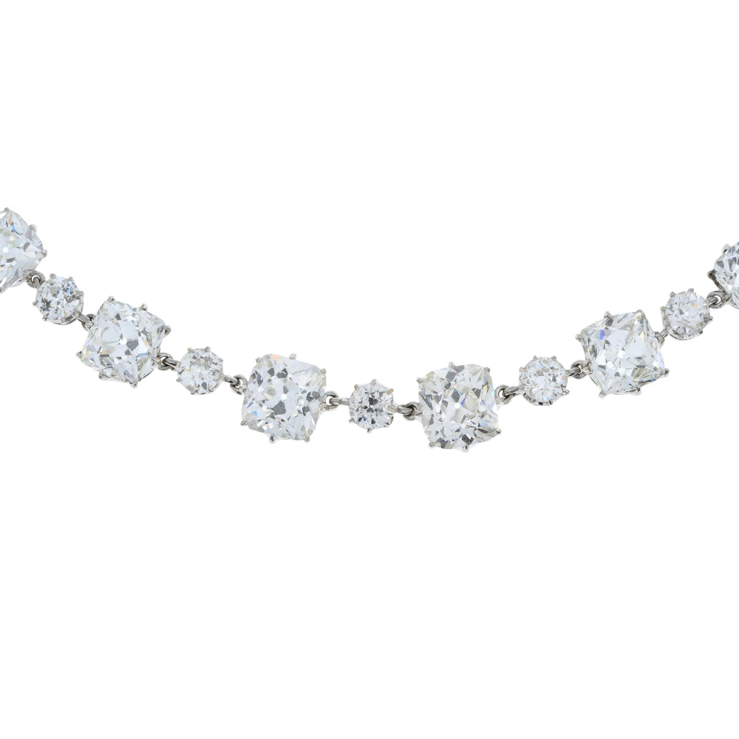 Early 20th century graduated diamond line necklace - Image 5 of 7