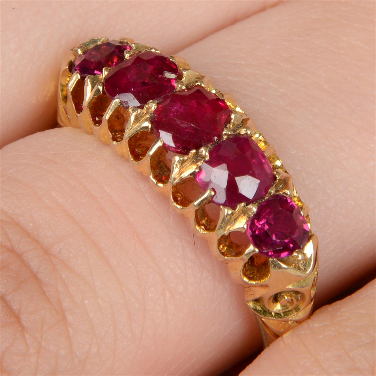 Edwardian ruby five-stone ring