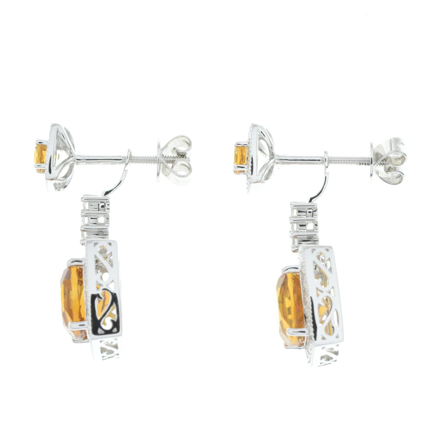 18ct gold citrine and diamond earrings - Image 4 of 4