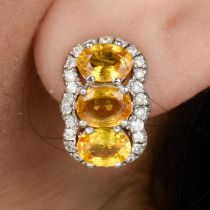 Yellow sapphire and diamond earrings