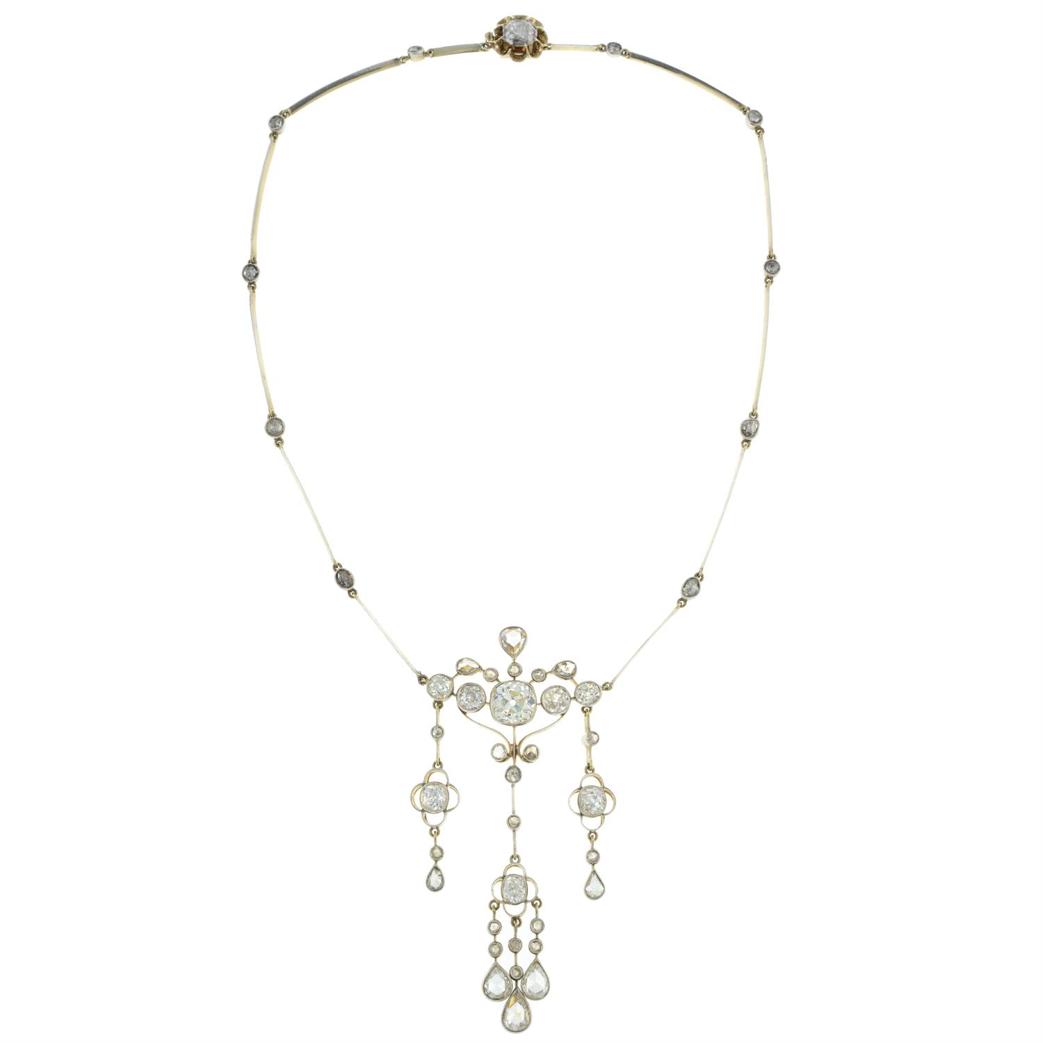 Victorian silver and 15ct gold diamond necklace - Image 3 of 6