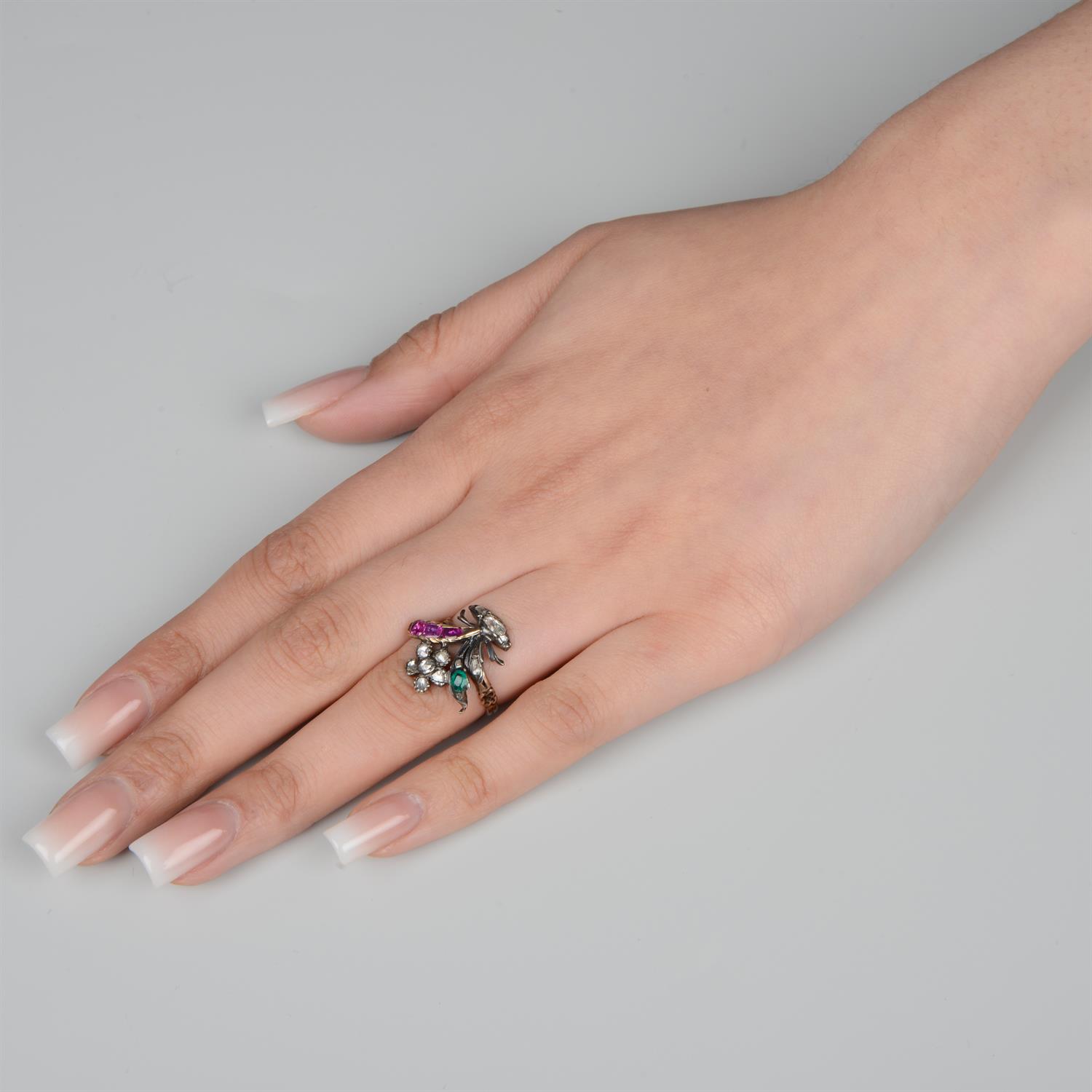 Georgian diamond and gem Giardinetti ring - Image 5 of 5
