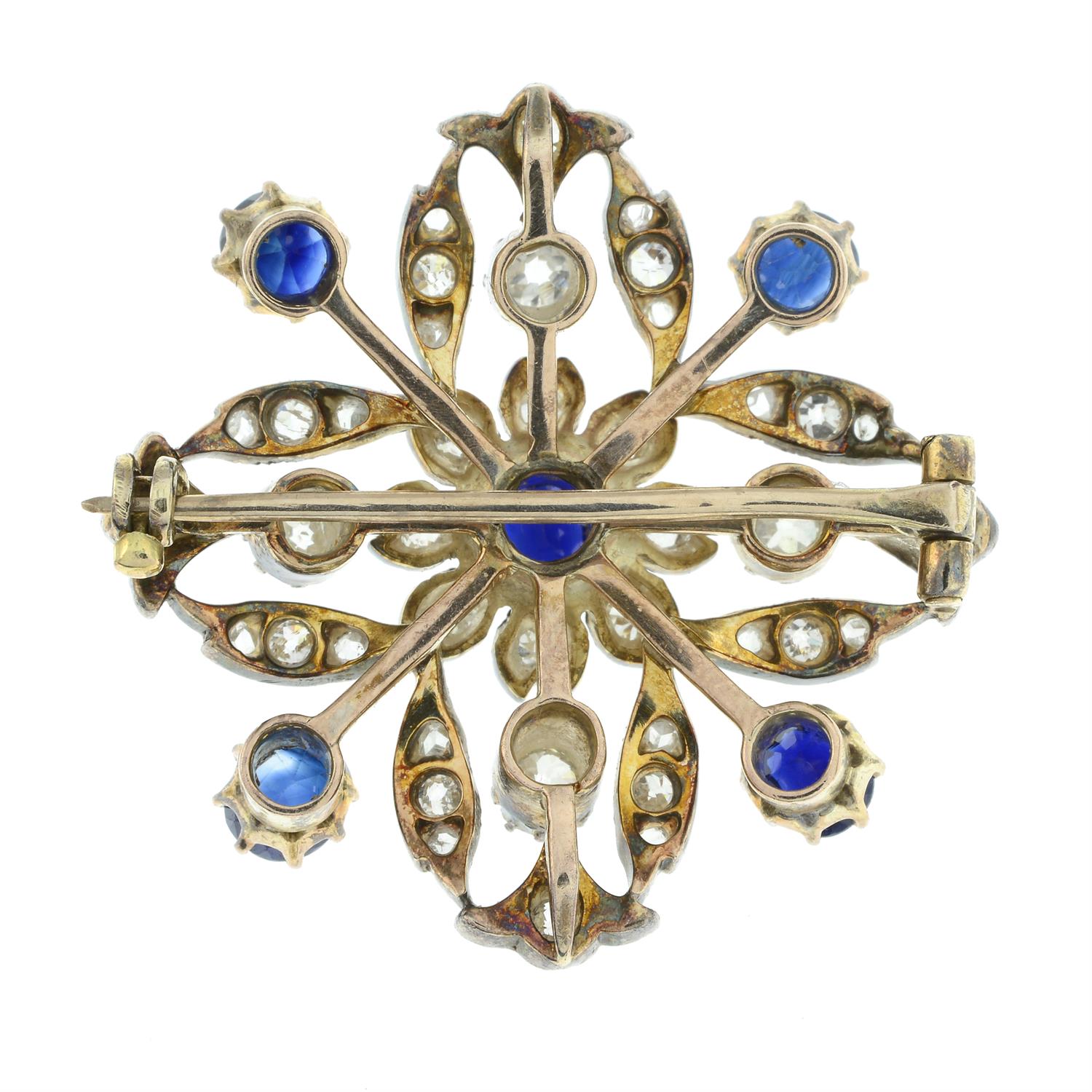 Victorian silver and gold, sapphire and diamond brooch - Image 3 of 4