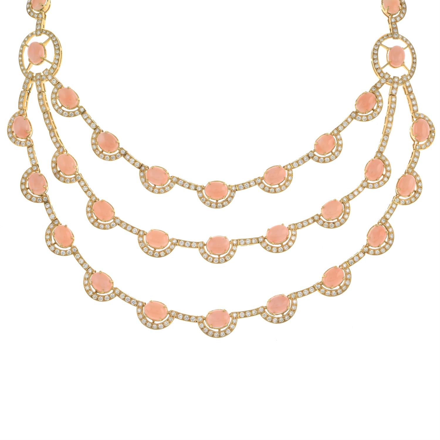 Coral and diamond necklace - Image 3 of 6