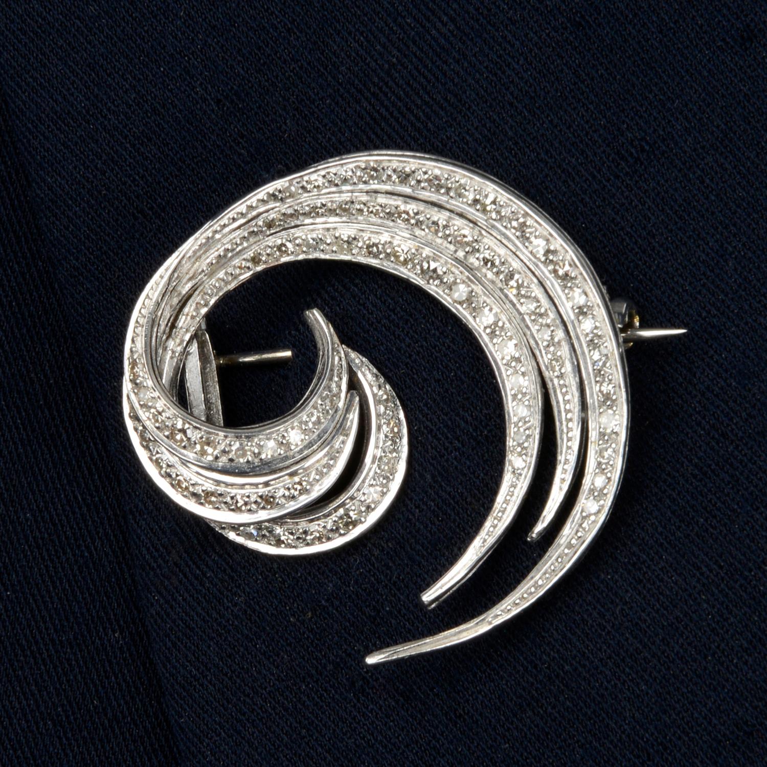 Mid 20th century 18ct gold diamond brooch