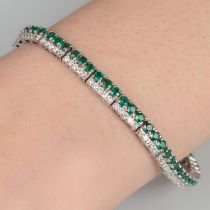 Emerald and diamond line bracelet