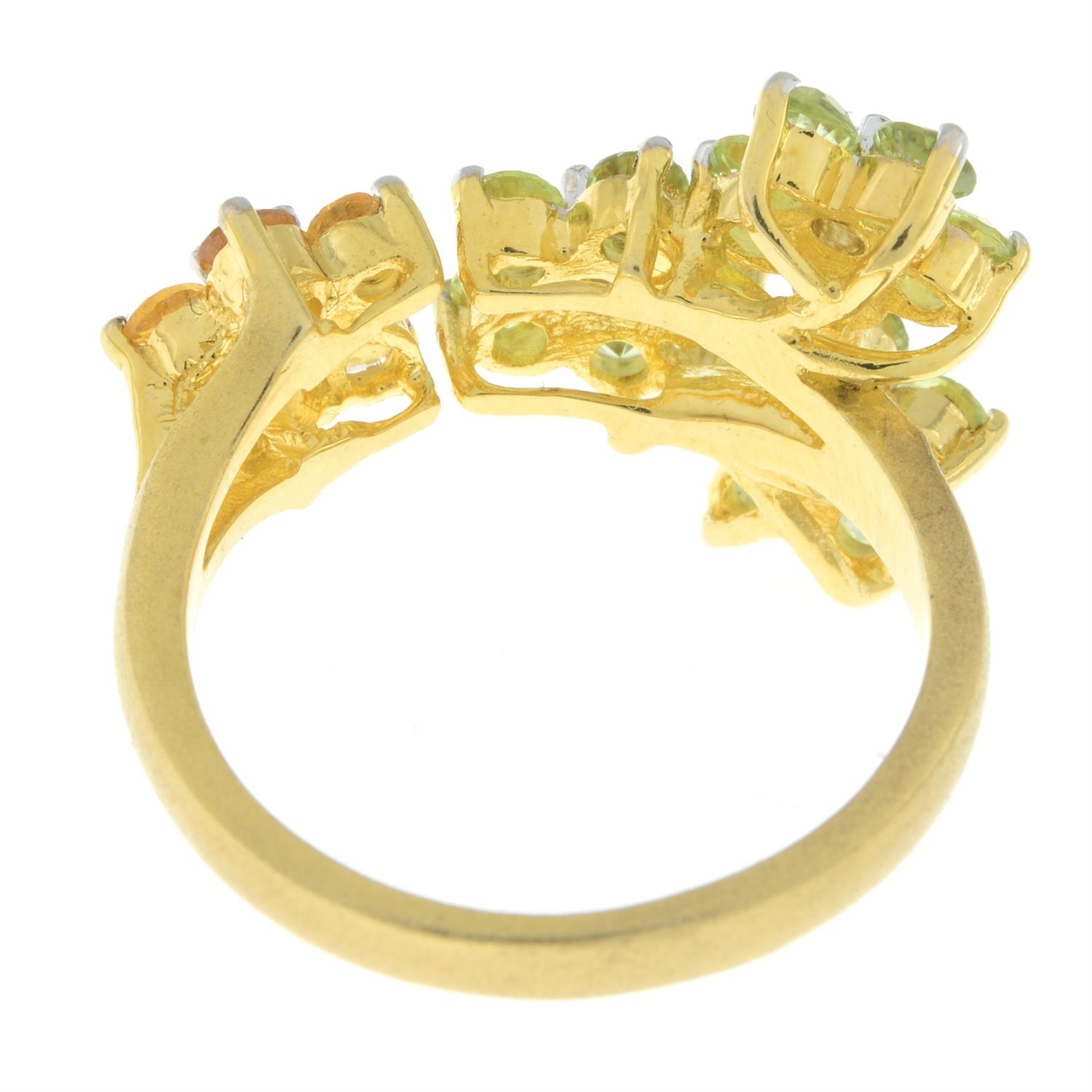 Diamond, peridot and citrine floral ring - Image 3 of 5