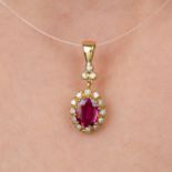 Ruby and diamond pendant, by Cropp & Farr