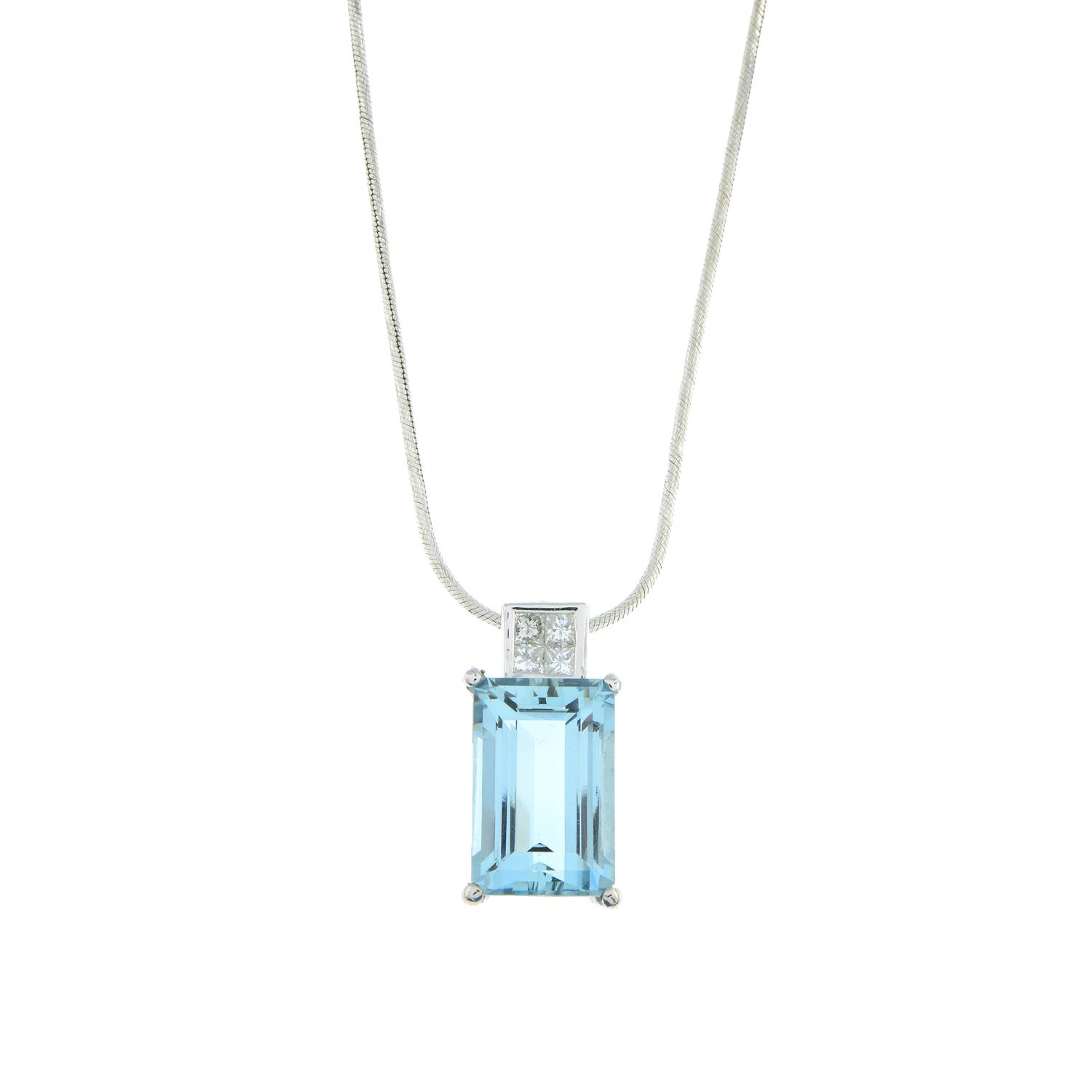 Aquamarine and diamond pendant, with chain - Bild 2 aus 6