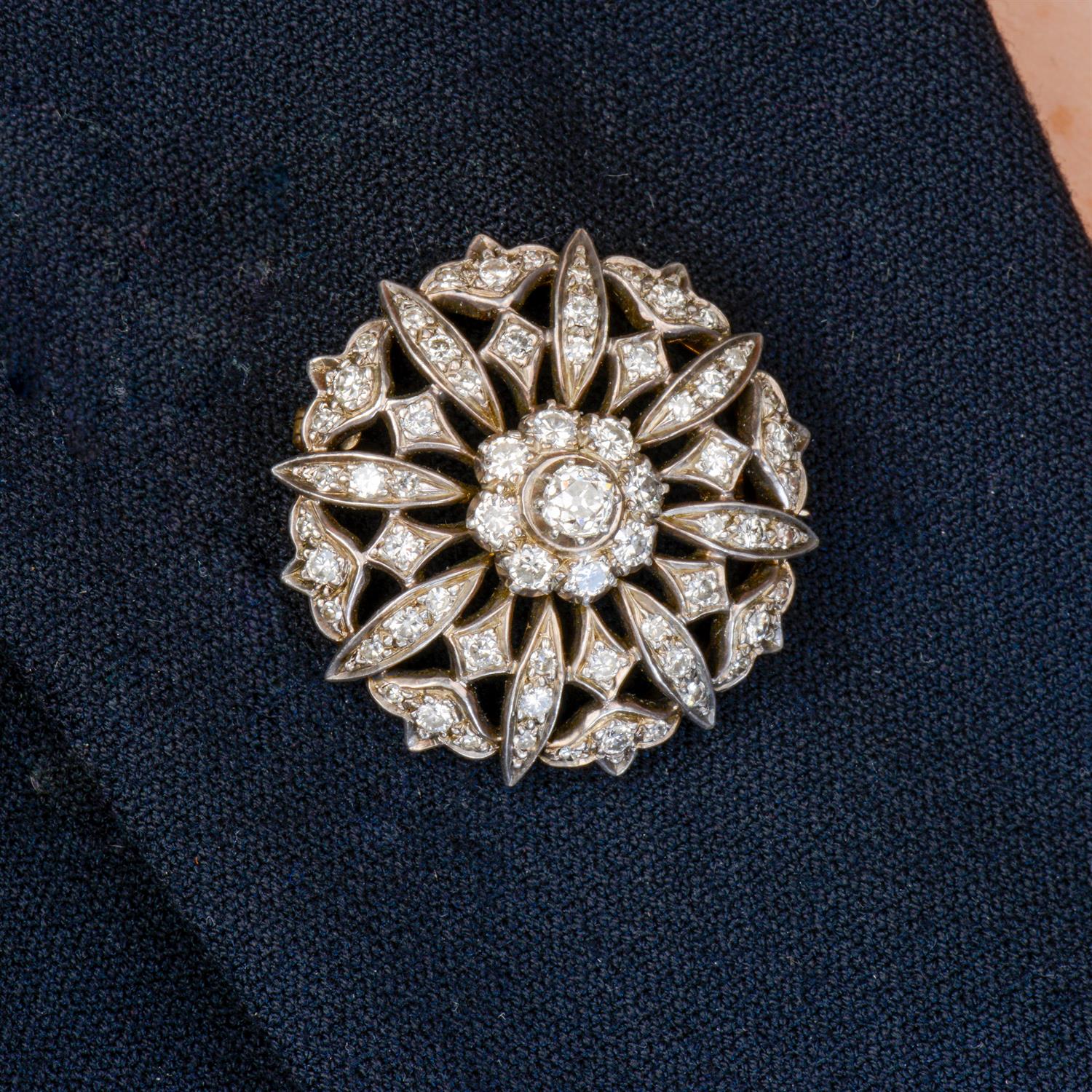 Late Victorian silver and gold diamond brooch