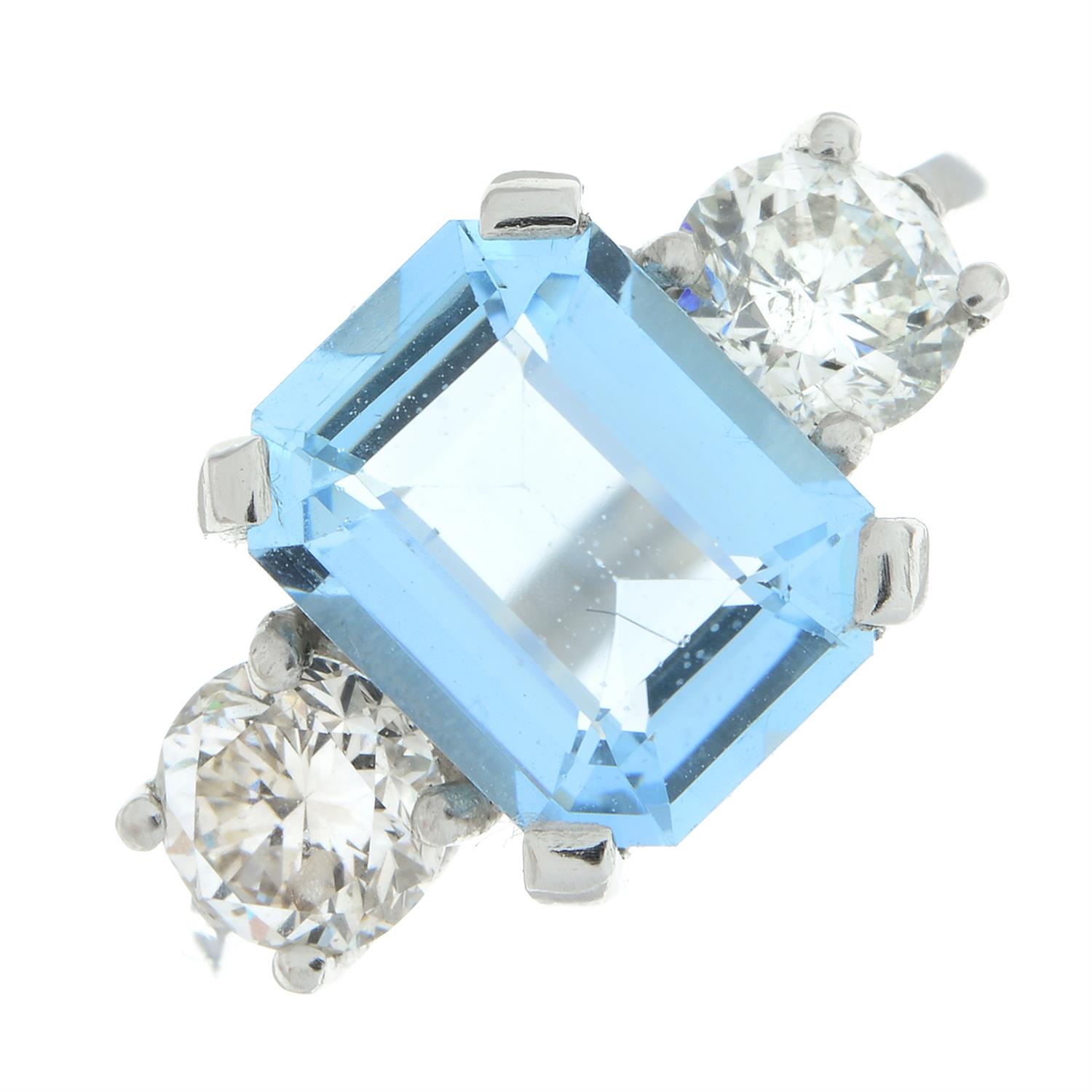 Platinum aquamarine and diamond ring - Bild 2 aus 5