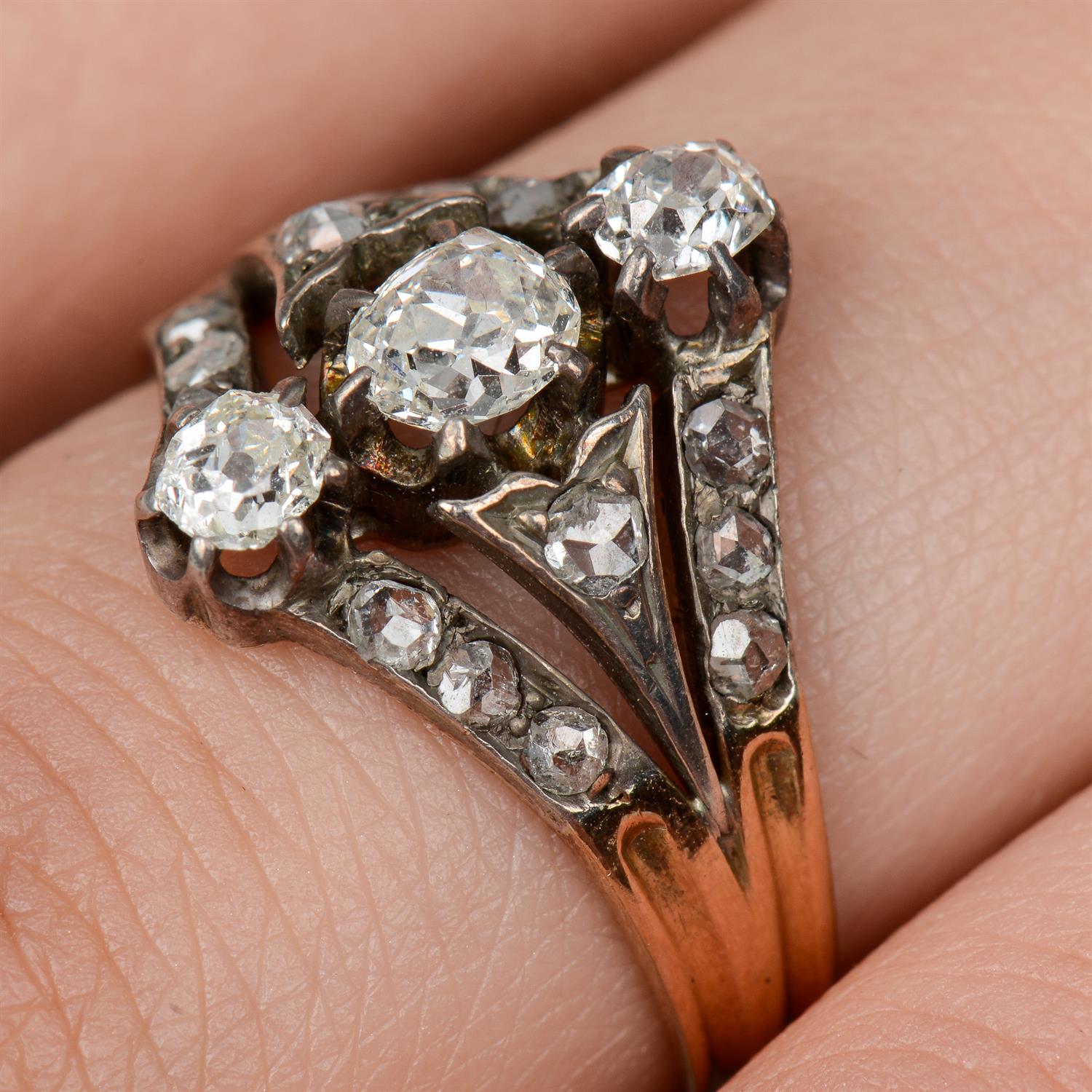 19th century silver and gold diamond ring