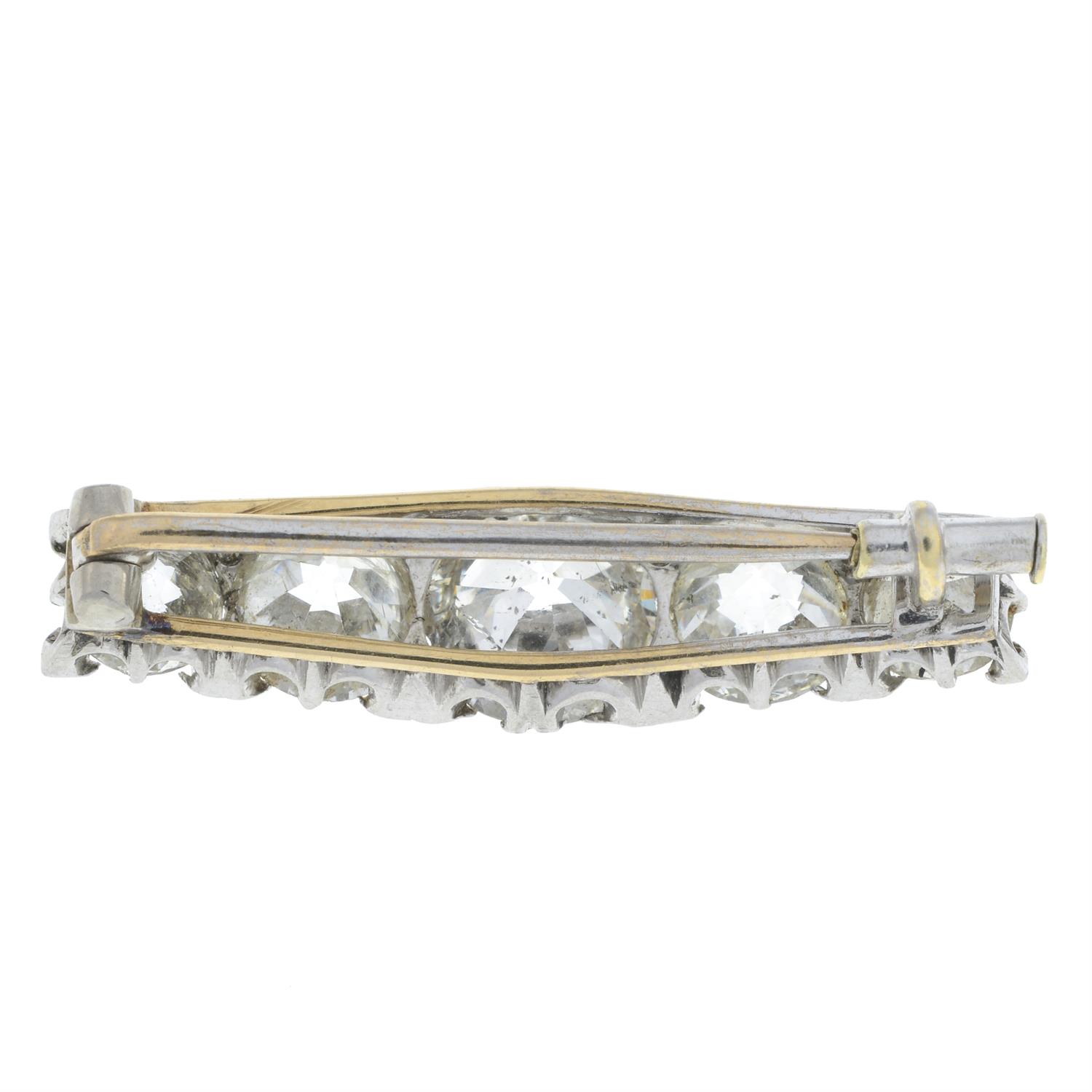 Early 20th century platinum and gold diamond bar brooch - Image 3 of 5