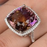 18ct gold ametrine and diamond ring