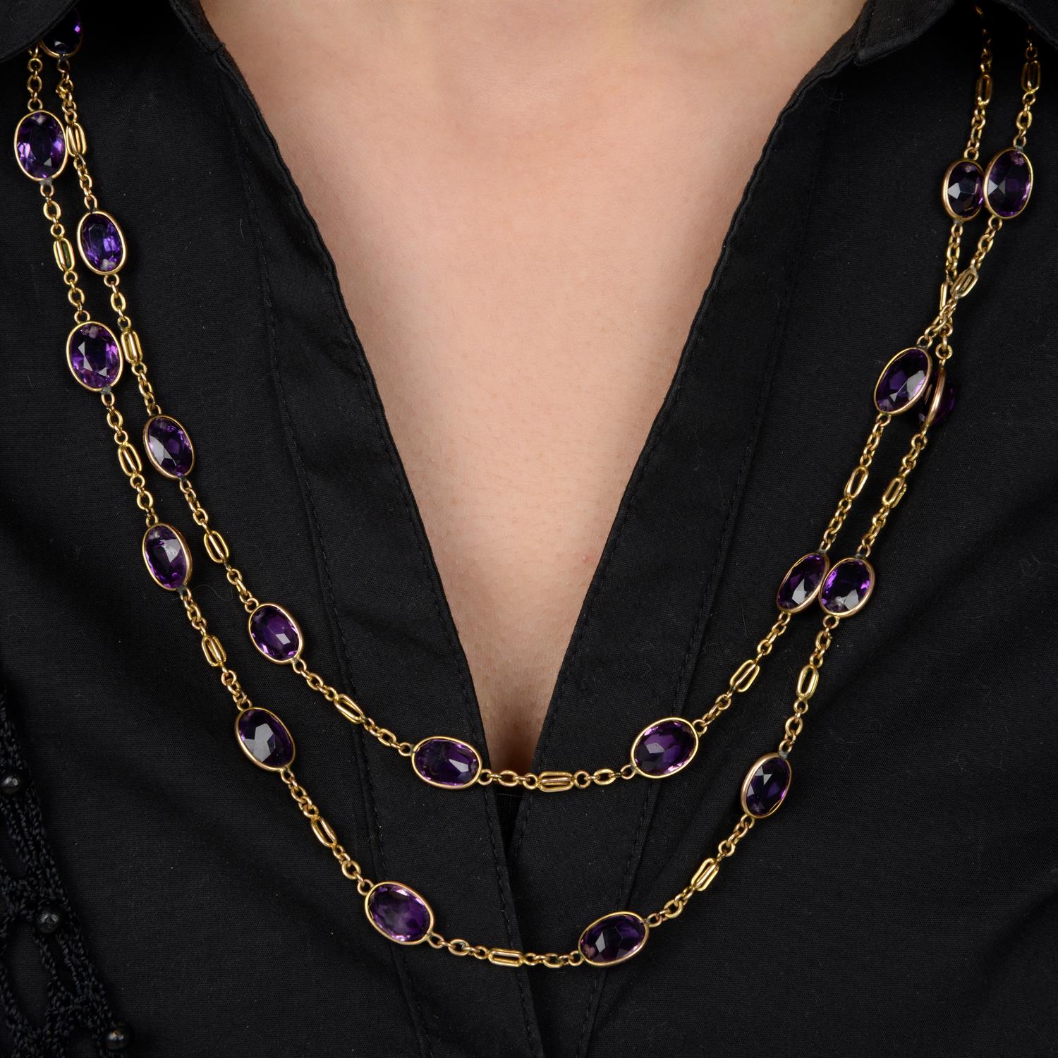 Early 20th century 9ct gold amethyst necklace - Bild 6 aus 6