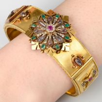 Gold gem and enamel bangle, by Carlo Giuliano