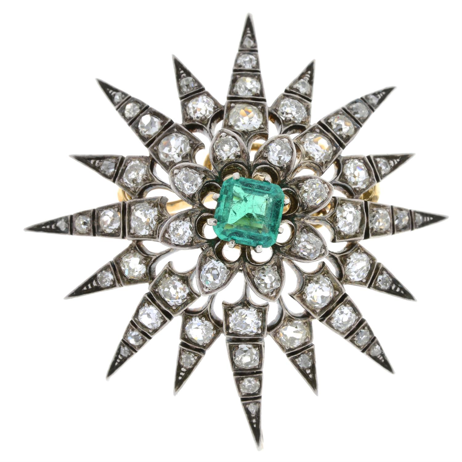 Victorian emerald and diamond star brooch - Image 2 of 5