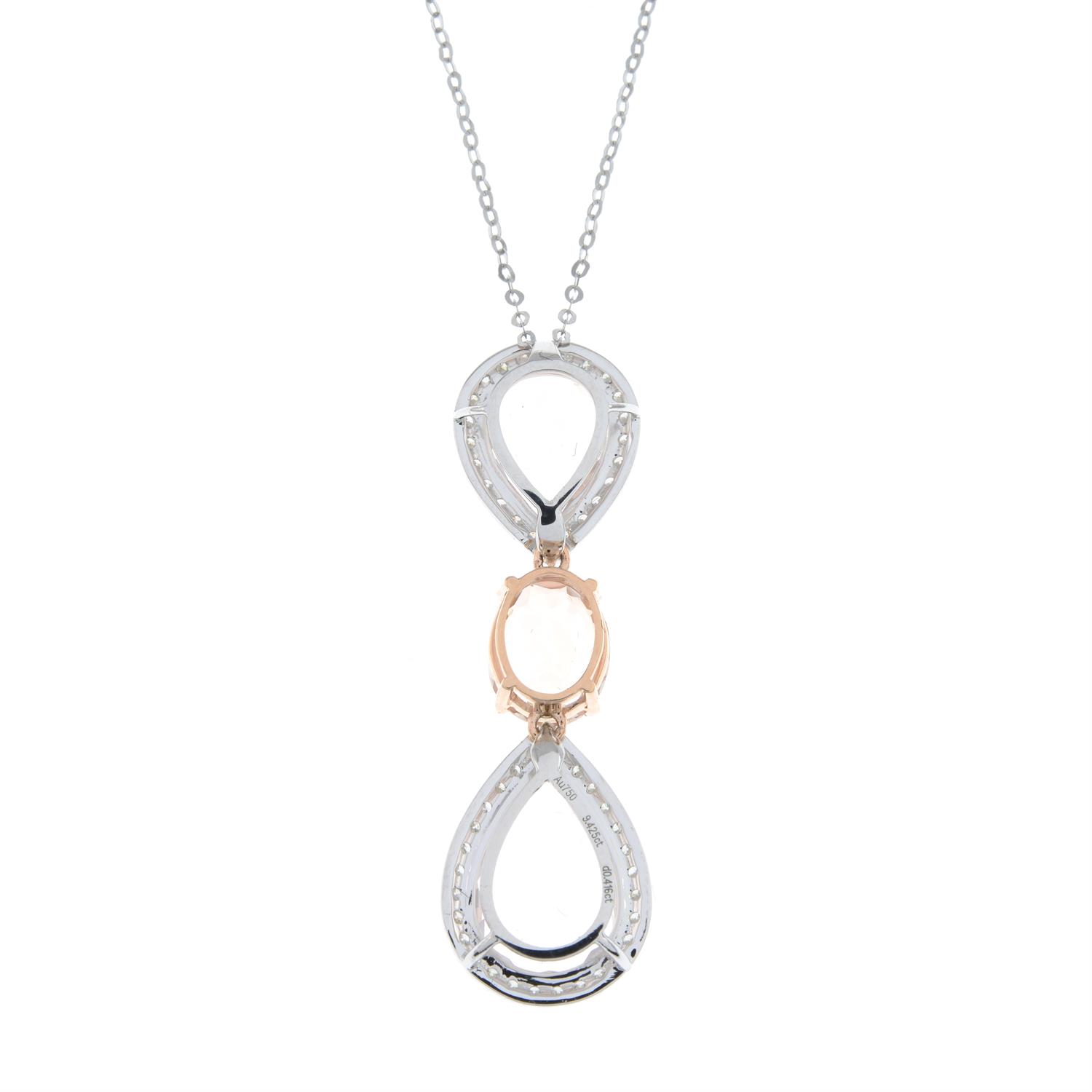 Morganite and diamond pendant, with chain - Image 3 of 5