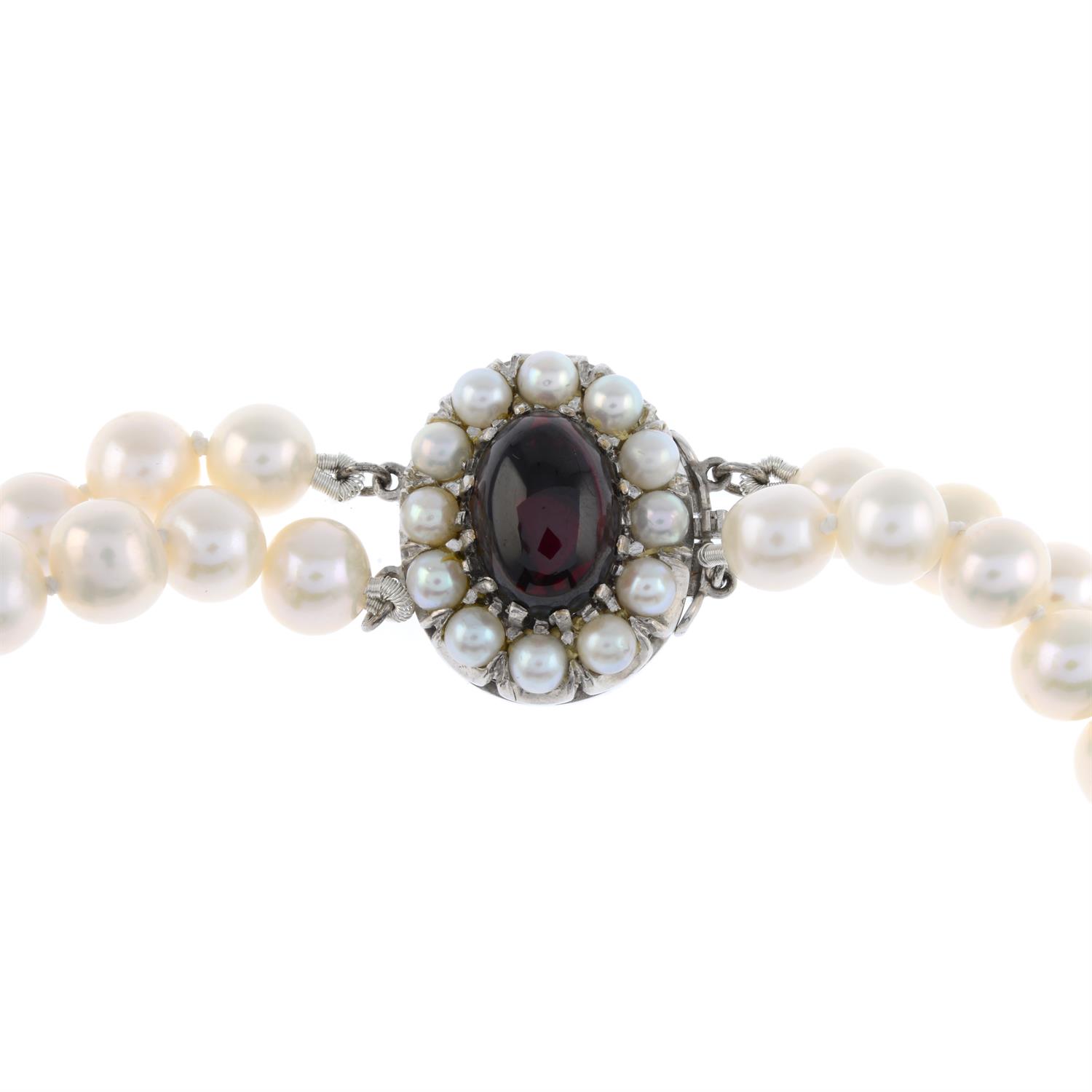 Cultured pearl two-row necklace and bracelet - Image 3 of 6