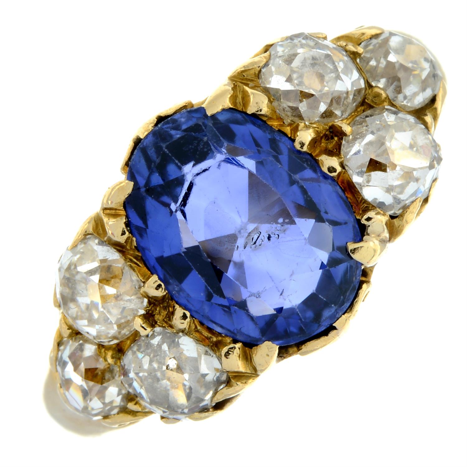 Late Victorian 18ct gold sapphire and diamond ring - Bild 2 aus 5