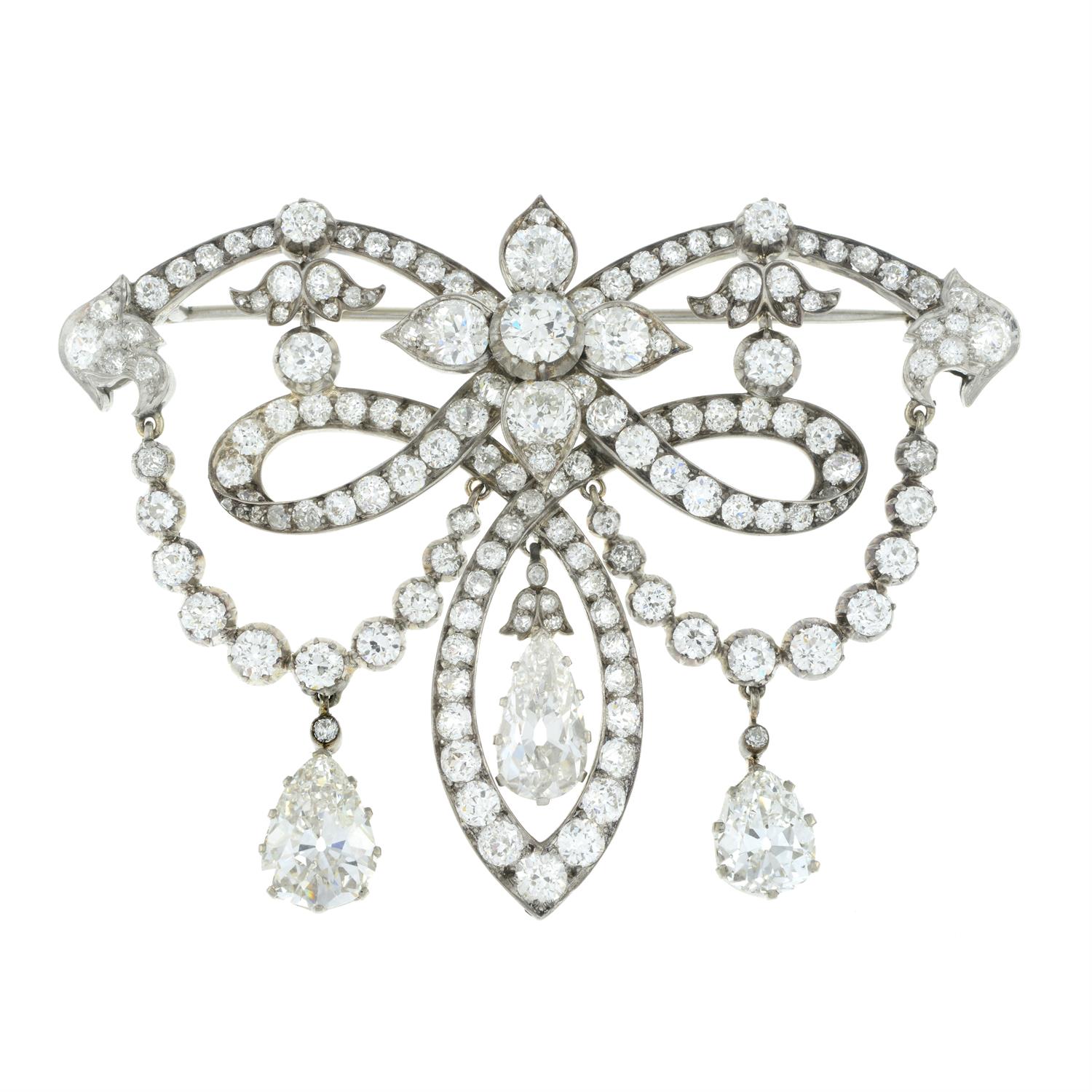 19th century silver and gold diamond brooch - Image 2 of 7