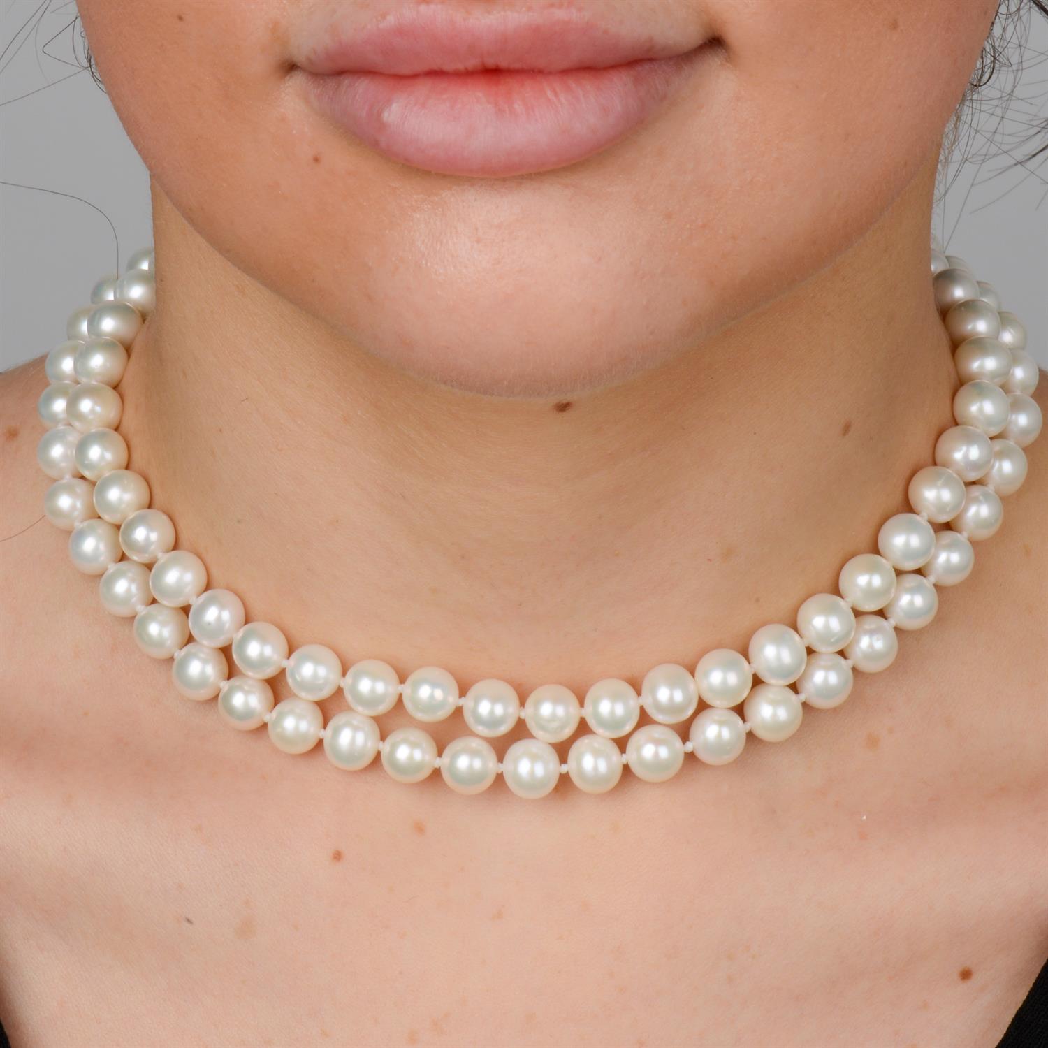 Cultured pearl two-row necklace and bracelet - Bild 6 aus 6