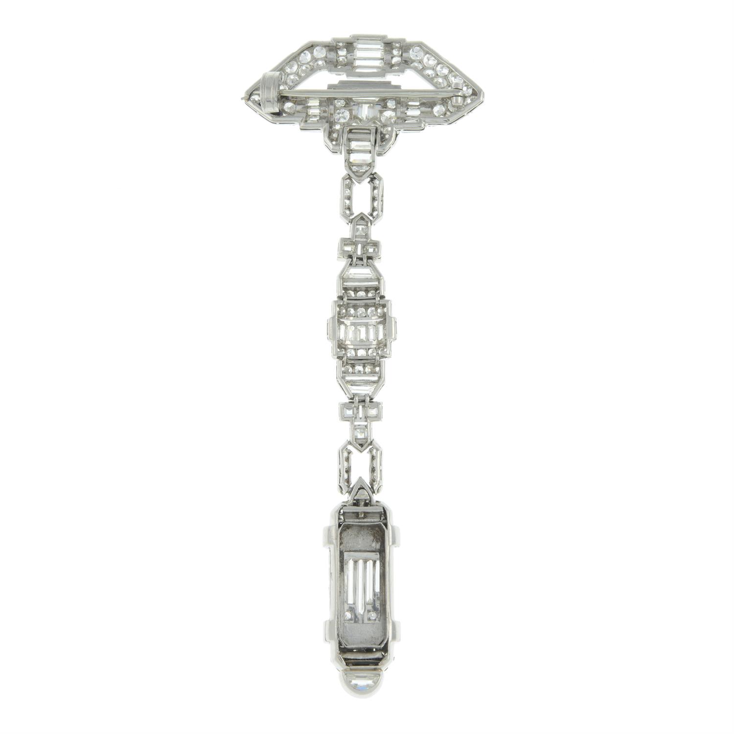 Art Deco platinum diamond brooch - Image 4 of 7