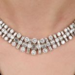 Mid 20th century platinum diamond necklace/bracelets