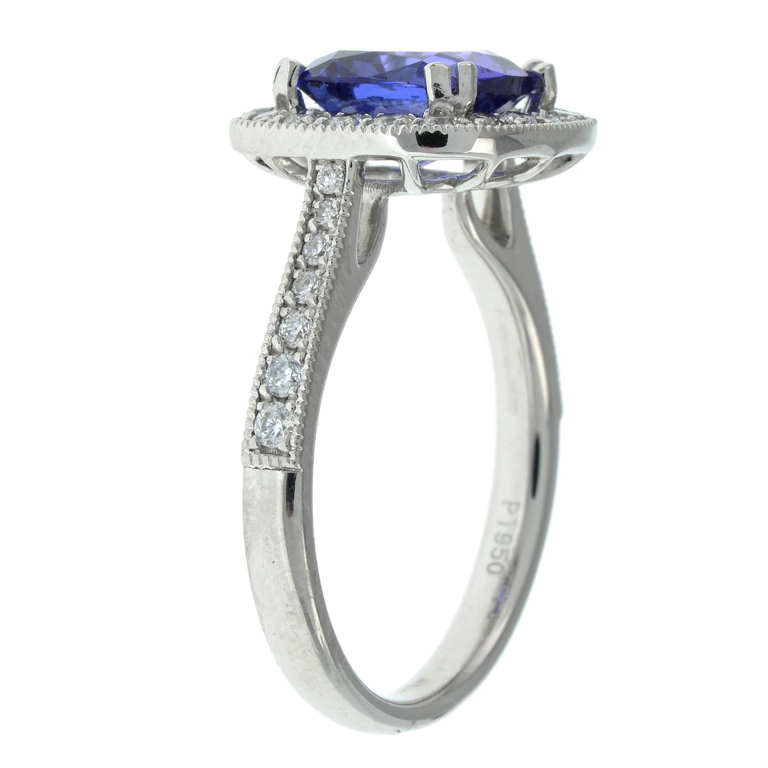 Platinum tanzanite and diamond ring - Bild 4 aus 5
