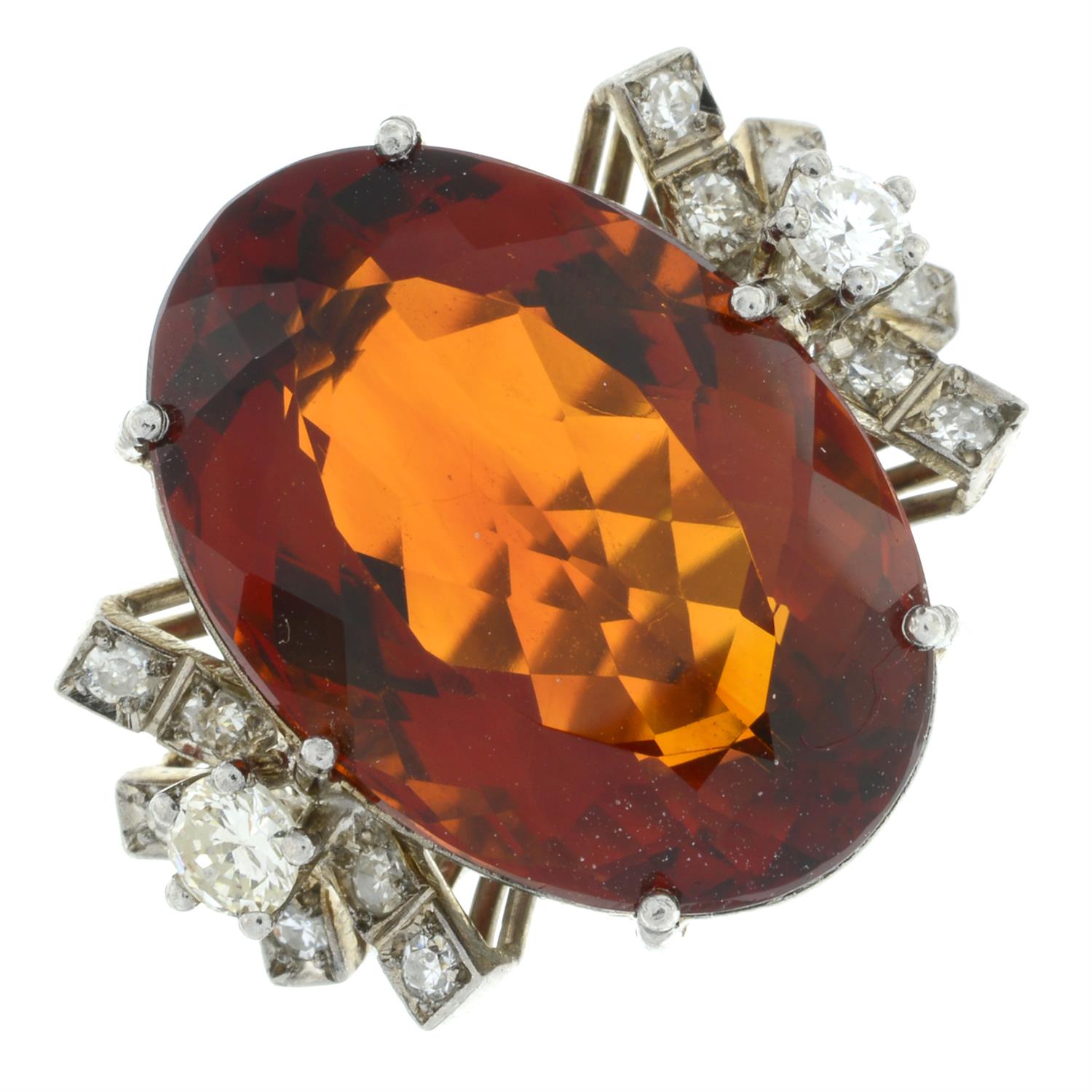 Mid 20th century gold citrine and diamond ring - Image 2 of 5