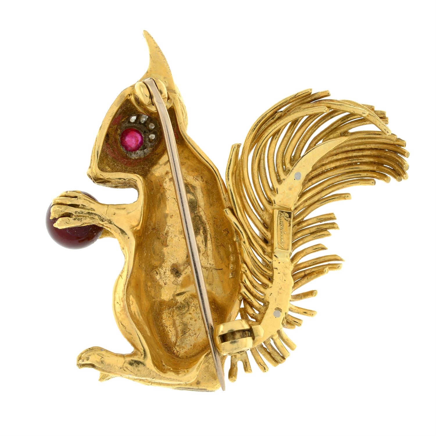 18ct gold gem-set squirrel brooch, by Kutchinsky - Bild 3 aus 4