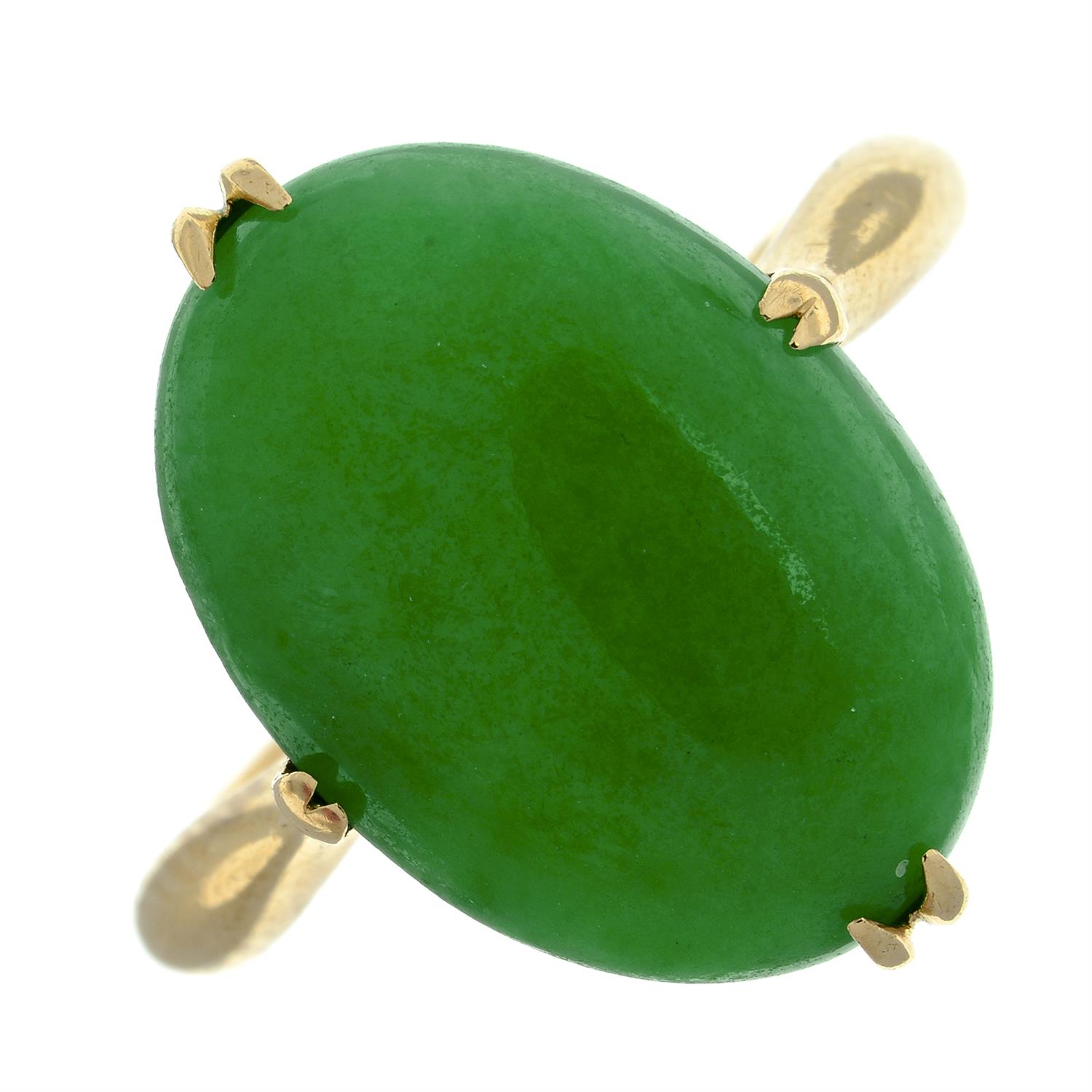 Early to mid 20th century gold jade ring - Image 2 of 6