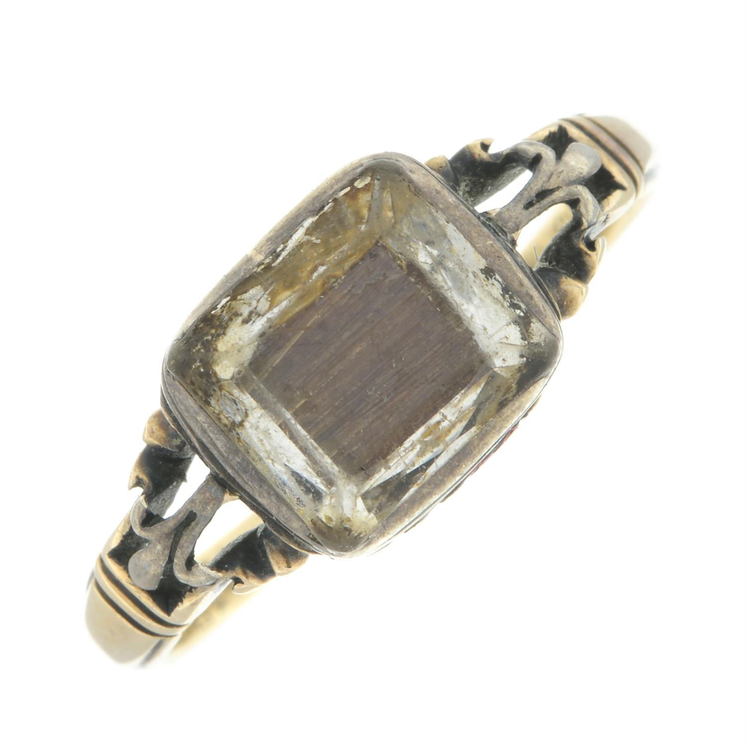 Georgian silver and gold rock crystal mourning ring - Image 2 of 7