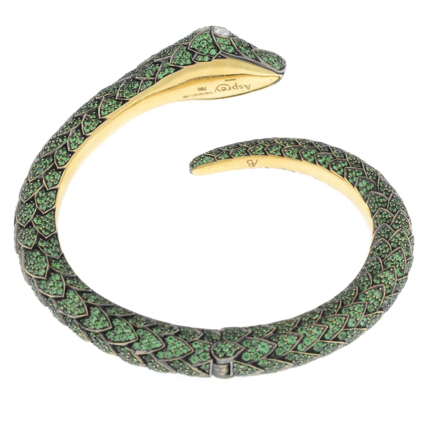 18ct gold gem 'Protector' snake bangle, by Asprey - Image 3 of 6