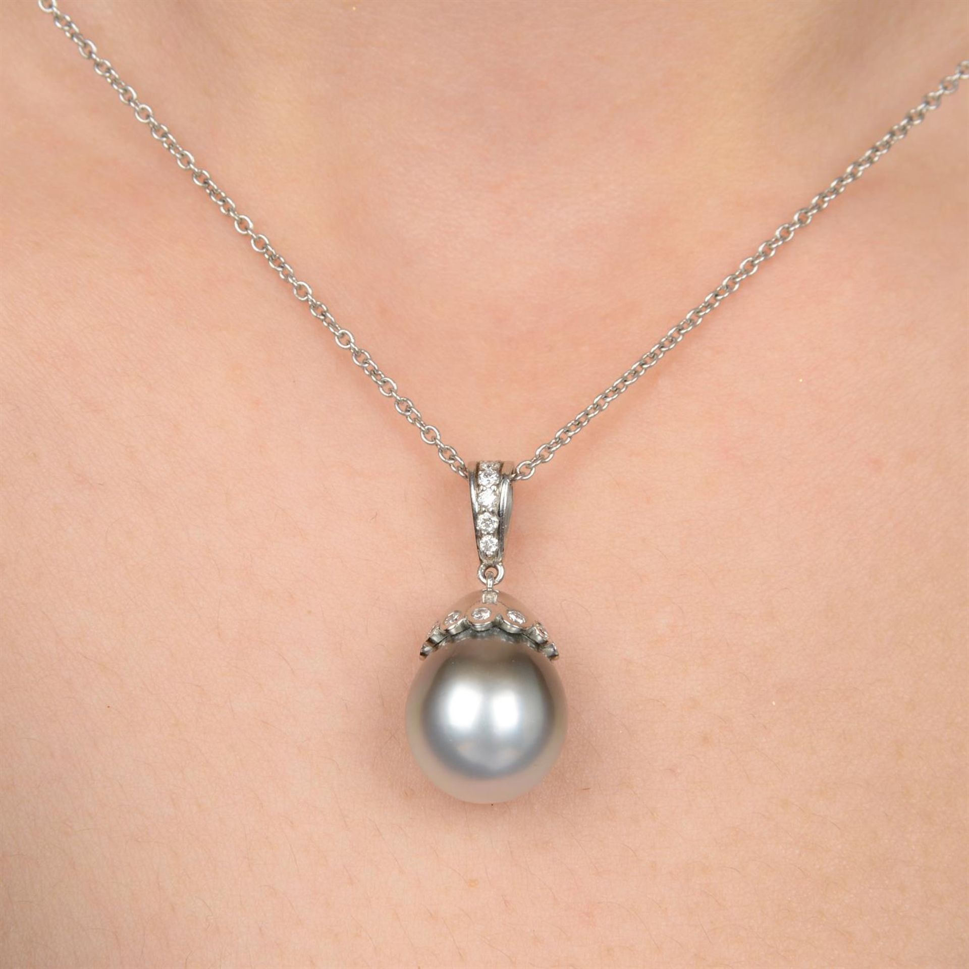 'Tahitian' cultured pearl and diamond pendant - Image 5 of 5