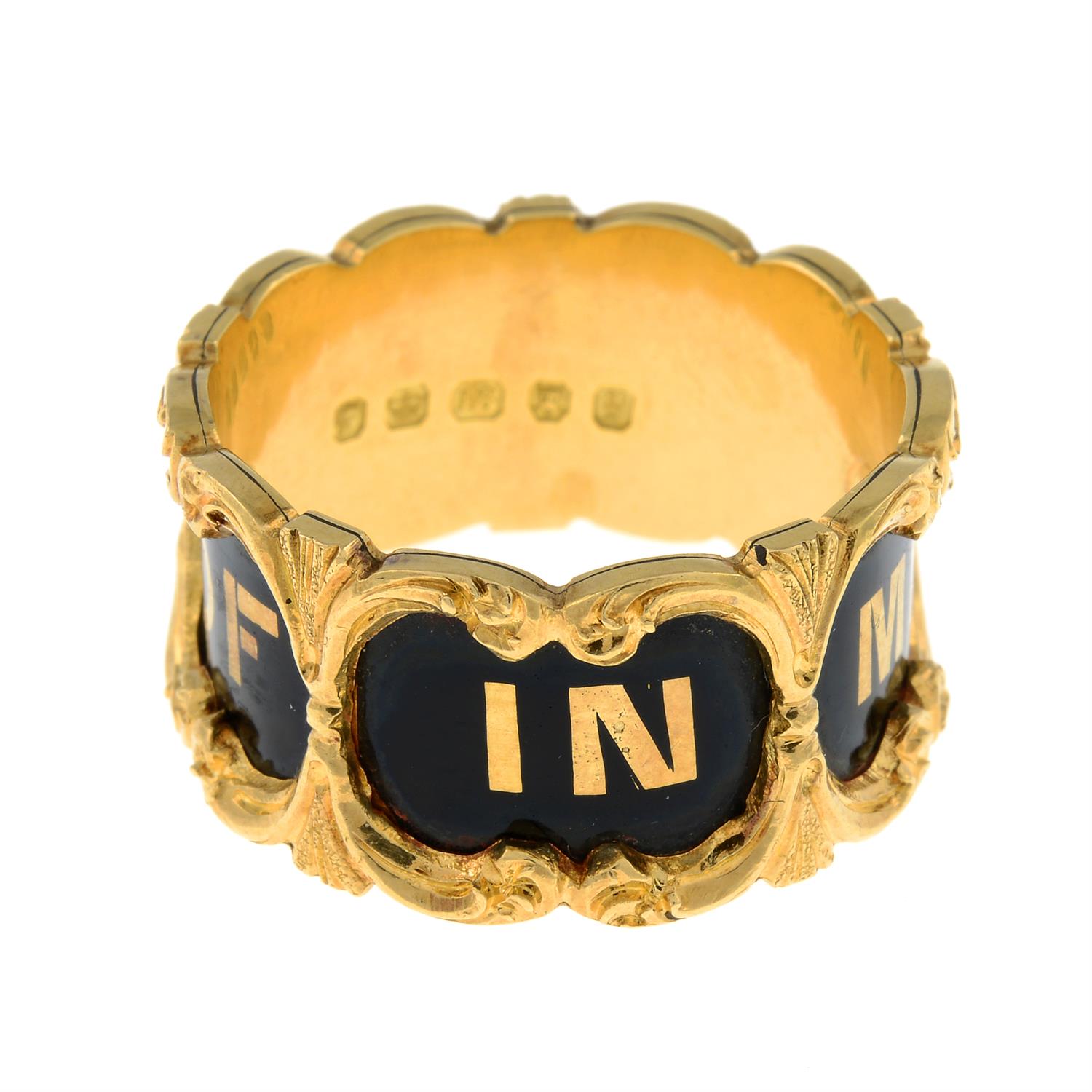 Victorian 18ct gold enamel mourning ring - Image 4 of 7
