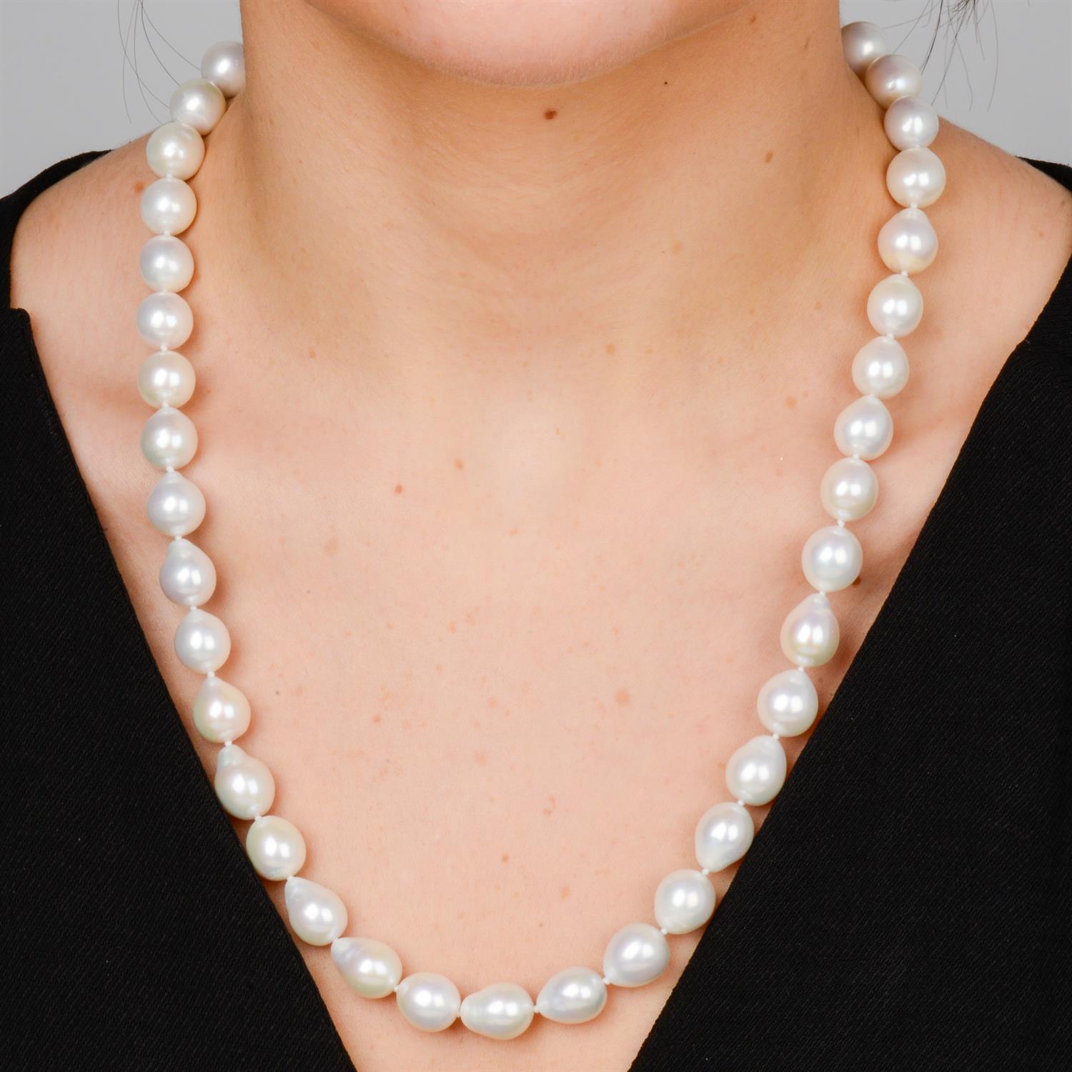 Cultured pearl and diamond necklace