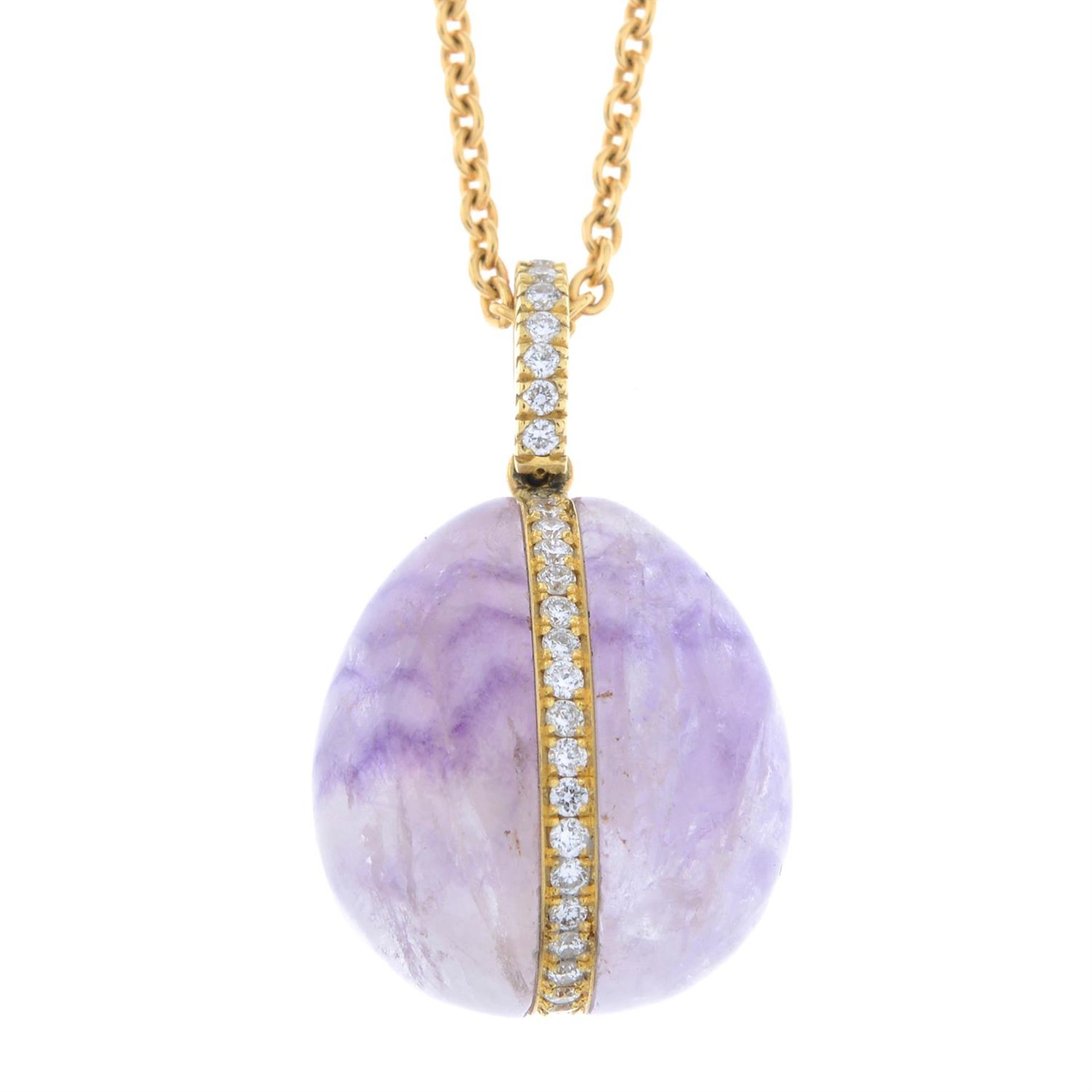 18ct gold Blue John and diamond egg charm by Fabergé - Image 3 of 5