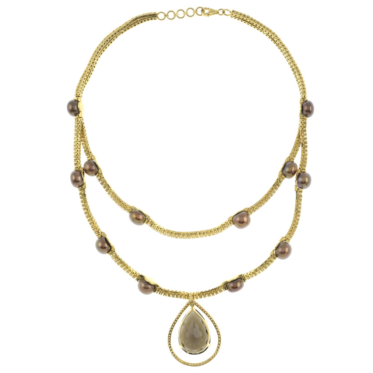 Diamond and gem necklace, with matching earrings - Image 8 of 8
